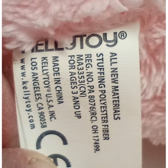 KELLYTOY Rainbow Dotted Pink Bunny Rabbit 11" Plush Toy - Picture 2 of 2